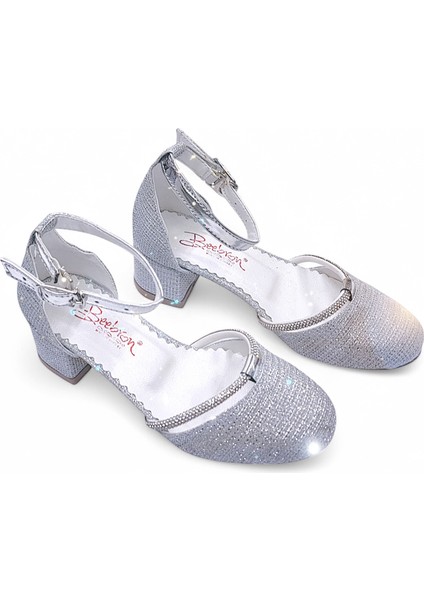 Topuklu Abiye Kız Çocuk Ayakkabı AbiKYayk2405 Shining Princess Series Simli Gümüş 29 fırsatları
