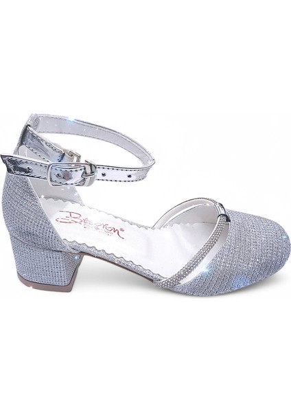 Topuklu Abiye Kız Çocuk Ayakkabı AbiKYayk2405 Shining Princess Series Simli Gümüş 29