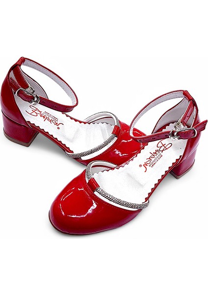 Topuklu Abiye Kız Çocuk Ayakkabı AbiKYayk2405 Glossy Princess Series Rugan Kırmızı 36
