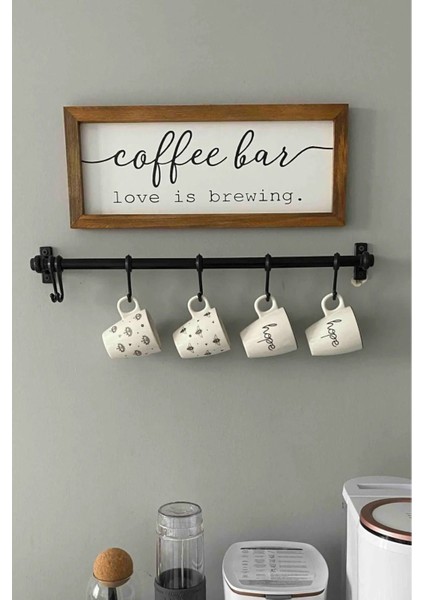 Siyah Metal Ergonomik Askılık Mutfak ve Banyo Askısı Caffe Köşesi