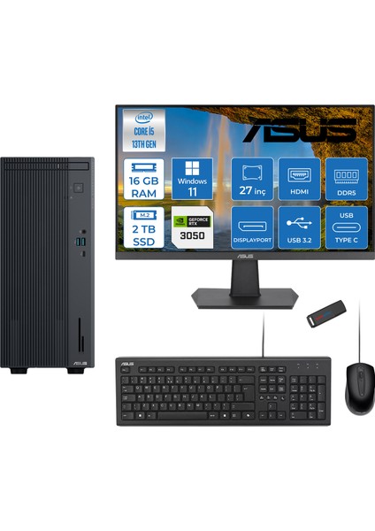 Expertcenter P500MV Intel Core İ5-13420H 16GB Ddr5 2tb SSD WIN11PRO 6GB/RTX3050 100HZ IPS 27" Mon Minitower Masaüstü Bilgisayar WM5136216512B0DW04+Zettausbbellek