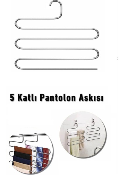 Metalik Dolap Içi Akıllı Krom Askı Pantolon Askısı 5 Katlı
