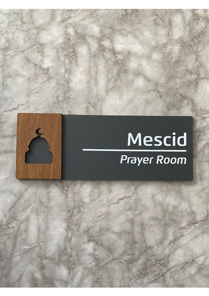 Wooden Serisi Pleksi Mescid Departman Kapı Isimliği Yönlendirme Levhası