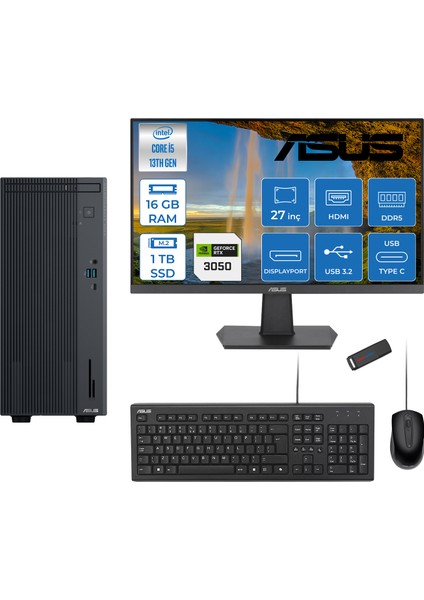 Expertcenter P500MV Intel Core İ5-13420H 16GB Ddr5 1tb SSD Freedos 6GB/RTX3050 100HZ IPS 27" Mon Minitower Masaüstü Bilgisayar WM5136216512B0DF03+Zettausbbellek