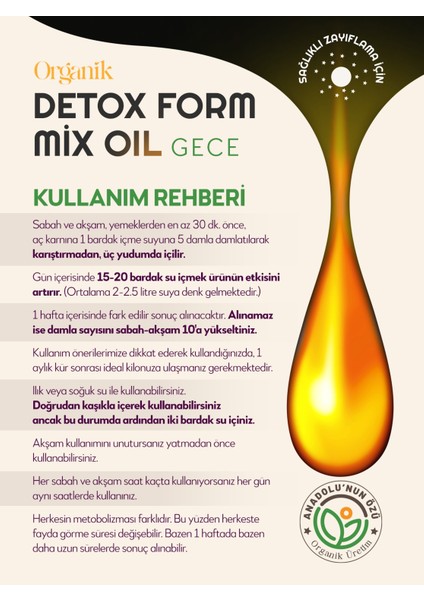Organik Detox Form Mix Oil • Gece Kullanım • 50 ml | Soğuk Pres Bitkisel Karışım | Doğal • Katkısız modelleri
