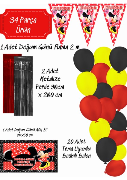 Minnie Mouse Mini Doğum Günü Süsleri Parti Seti