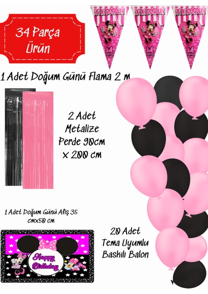 Minnie Mouse Mini Doğum Günü Süsleri Parti Seti