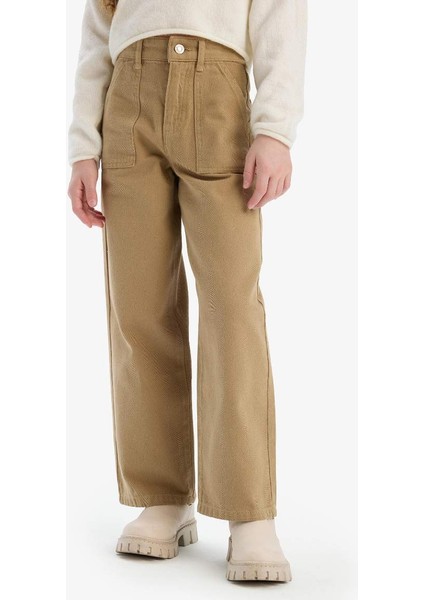 Yeni Sezon Kız Çocuk Wide Leg Geniş Paça Pamuklu Pantolon