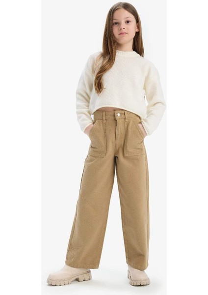 Yeni Sezon Kız Çocuk Wide Leg Geniş Paça Pamuklu Pantolon fırsatları