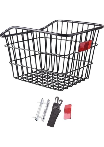 Reflektörlü Bisiklet Sepeti Ön Arka Uyumlu Eşya Taşıma Sepet Askılı Metal