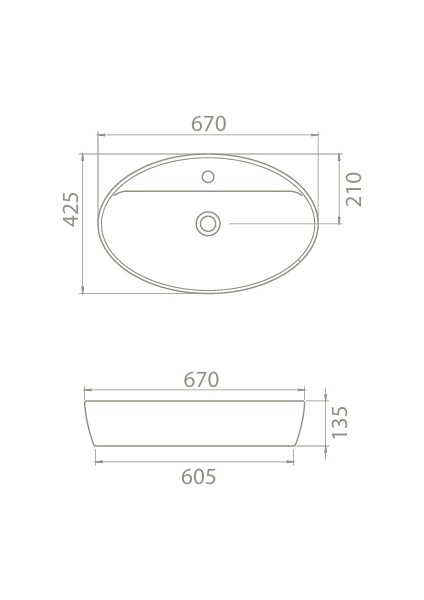 Mat Gri One 67 cm Lavabo (Batarya Delikli) fiyatları