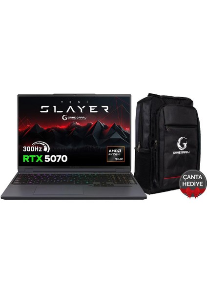 Slayer R9T-5070 C3 Amd Ryzen 9 8945HX 64GB Ram 2tb SSD RTX5070 16" 300Hz Qhd+ Freedos Gaming Laptop