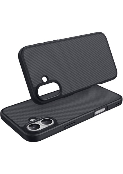 iPhone 16 Plus Kılıf M-safe Şarj Özellikli Karbon Fiber Tasarımlı Zore Elnino Kapak + Cam Ekran Koruyucu fiyatları