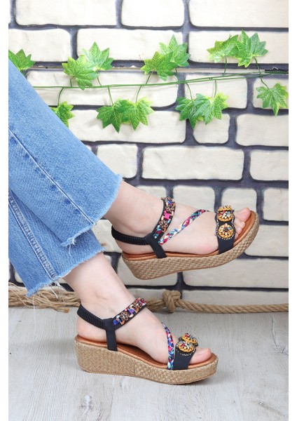 Daisy Rahat Taban Taş Boncuk Detaylı Kadın Sandalet