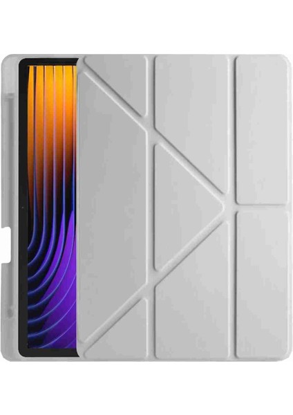 Pad 7 Pro / Pad 7 Uyumlu Kalem Bölmeli Fuchsia Trifolding Akıllı Tablet Kılıfı