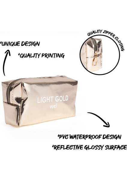 Light Gold Aynalı Fermuarlı Kalem Kutu & Makyaj Çantası fiyatları