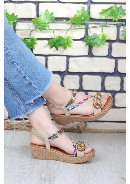 Daisy Rahat Taban Taş Boncuk Detaylı Kadın Sandalet