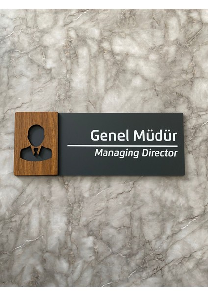 Wooden Serisi Genel Müdür Ofis Departman Kapı Isimliği Yönlendirme Levhası