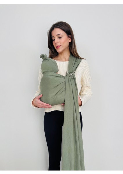 Premium Anakucağı Esnek Halkalı Cepli Bebek Taşıma Şalı, Bebek Askısı Wrap Sling Kanguru