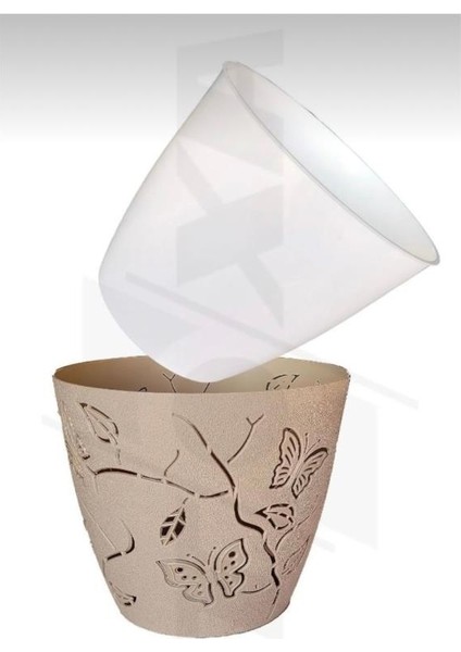 1.40 Lt Pembe Renk 3D Kelebek Desenli Dekoratif Plastik Saksı modelleri