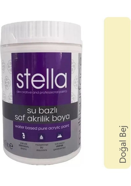 Su Bazlı Saf Akrilik Boya 1 Litre RAL1015 Doğal Bej