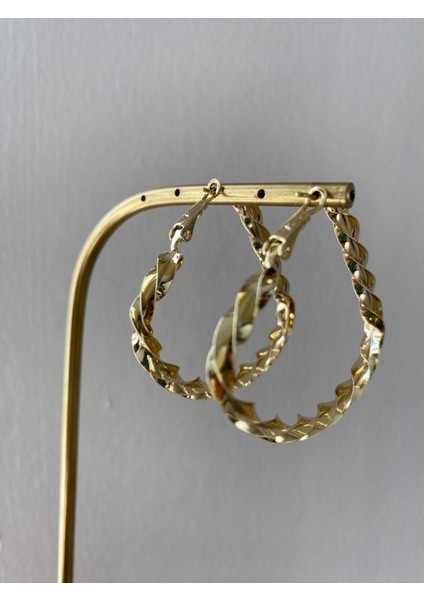 Dikdörtgen Burgu Gold Küpe