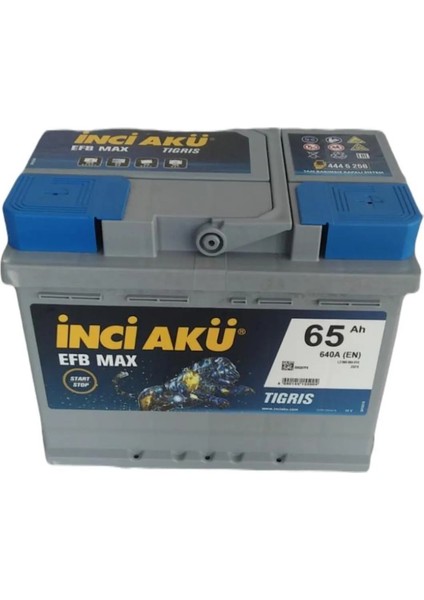 Inci Akü 2V 65 Ah Efb Max 3 Yıl Garanti Otomobil ve Hafif Ticari Start-Stop Efb Max Tıgrıs 2025 Üretim
