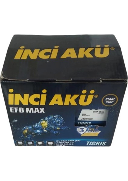 Inci Akü 2V 65 Ah Efb Max 3 Yıl Garanti Otomobil ve Hafif Ticari Start-Stop Efb Max Tıgrıs 2025 Üretim fiyatları
