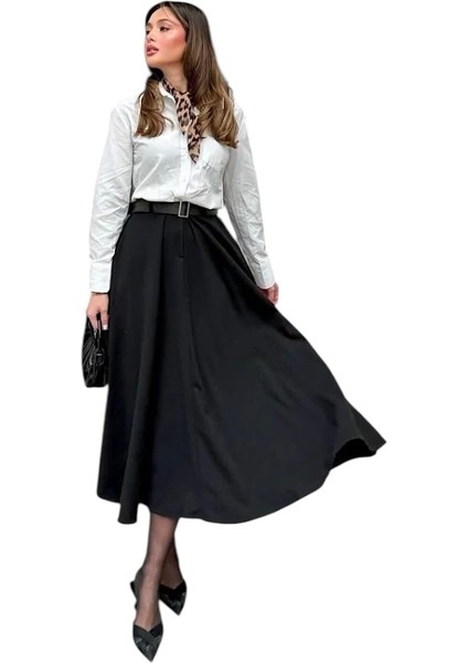 Kemerli Maxi Siyah Elbise-Siyah modelleri