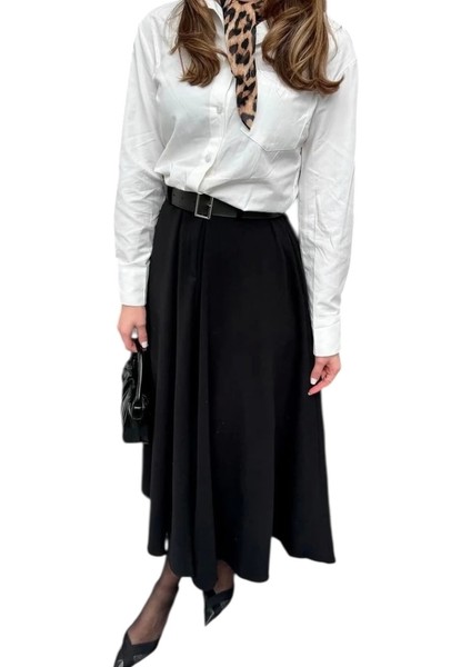 Kemerli Maxi Siyah Elbise-Siyah fırsatları