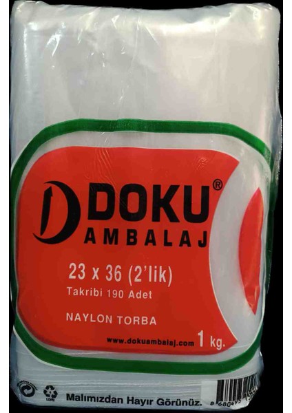 Şeffaf Naylon Torba Bakkaliye 23X36 2'lik Takribi 190ADET