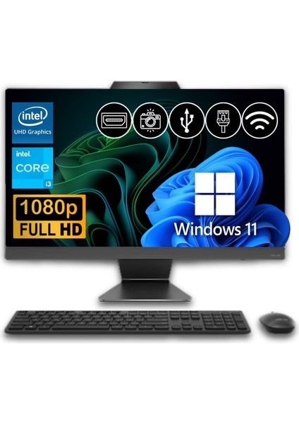 i3-1315U 8GB DDR5 128GB M.2 SSD A3402WVAK-I38256B0D ATL20 23.8" W11Pro All In One Bilgisayar
