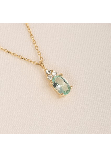Gümüş Kolye - 925 Ayar Gümüş KOLYE-1.53CT Nano Peridot ,pırlanta Montürü Gümüş Kolye-Hediye Pırlanta Motürü Gümüş Kolye