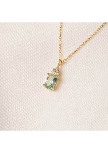Gümüş Kolye - 925 Ayar Gümüş KOLYE-1.53CT Nano Peridot ,pırlanta Montürü Gümüş Kolye-Hediye Pırlanta Motürü Gümüş Kolye