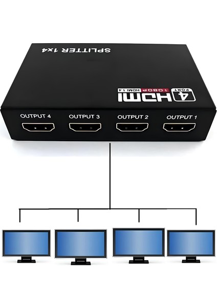 1080P 4 Port HDMI Splitter - 1 Giriş 4 Çıkış Çoklayıcı | Full Hd 1080P Destekli | Ps5, Tv, Monitör, Projeksiyon Uyumlu fırsatları