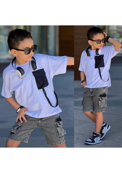 Paraşüt Cep Detaylı T-Shirt Komando Cepli Jean Erkek Çocuk Alt Üst Takım modelleri