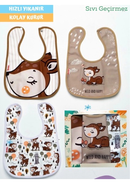 Karaca Baskılı Sıvı Geçirmez Mikrofiber Mama Önlüğü