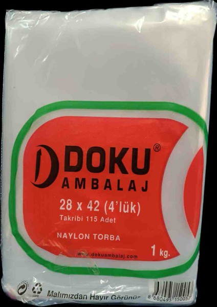 Şeffaf Naylon Torba Bakkaliye 28X42 4'lük Takribi 115ADET