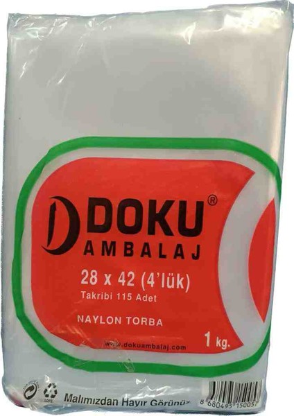 Şeffaf Naylon Torba Bakkaliye 28X42 4'lük Takribi 115ADET