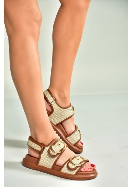 U725092117 Taba Hasır Kadın Sandalet modelleri