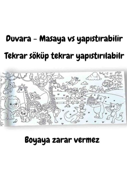 Carioca 4'lü Boyama Seti + Lino Yapışkanlı Boyama Kağıdı 200X30 cm Anımal Paradıse