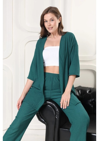 Şık - Kimono Hırkalı Bürümcük Takım Oversize Düşük Kol M – 6xl