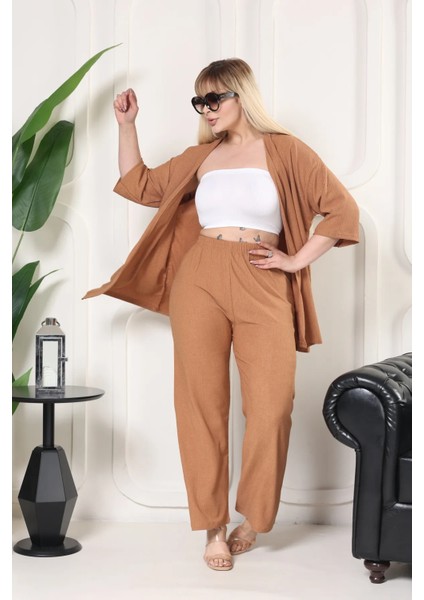 Kimono Hırkalı 2'li Alt Üst Takım Bürümcük Kumaş Yazlık Oversize modelleri