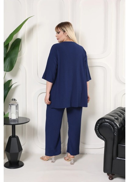 Kimono Hırkalı 2'li Alt Üst Takım Bürümcük Kumaş Yazlık Oversize