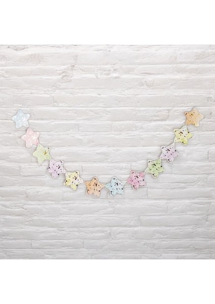 Makaron Gold Sıçrama Desenli Yıldız Doğum Günü Süsü Banner