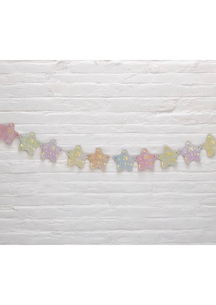 Makaron Gold Sıçrama Desenli Yıldız Doğum Günü Süsü Banner fiyatları