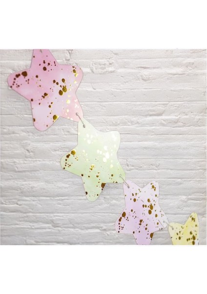 Makaron Gold Sıçrama Desenli Yıldız Doğum Günü Süsü Banner modelleri