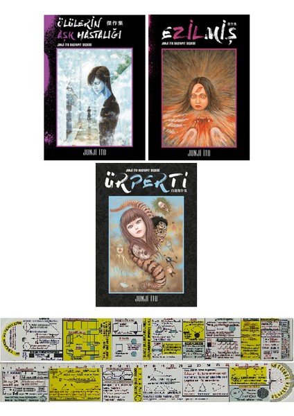 Junji Ito 3'lü Manga Seti / Ölülerin Aşk Hastalığı + Ezilmiş + Ürperti + Mat. Öğreten Cetvel