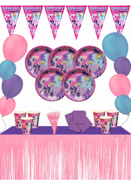 Metalize Masa Etekli My Little Pony Doğum Günü Parti Malzemeleri Seti