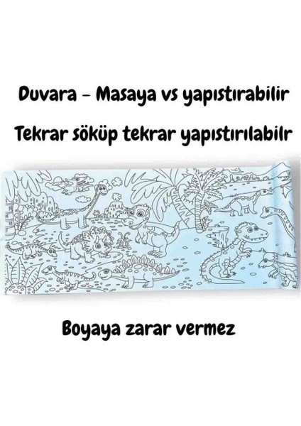 Carioca 4'lü Boyama Seti + Lino Yapışkanlı Boyama Kağıdı 200X30 cm Age Of Dınosaurs